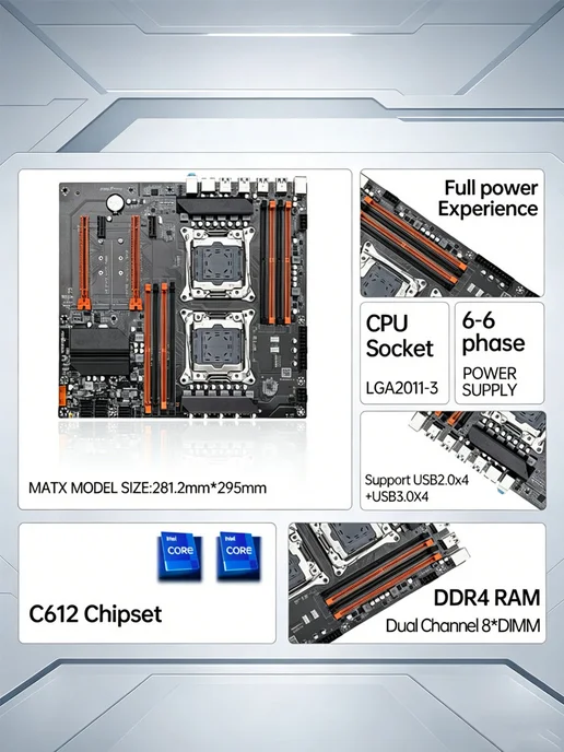 KEYIYOU Материнская плата с двумя процессорами X99 Dual, вариант, фото 6