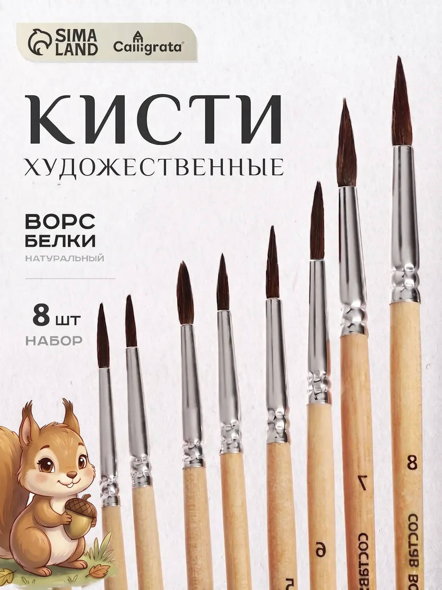 Набор кистей 8 штук белка