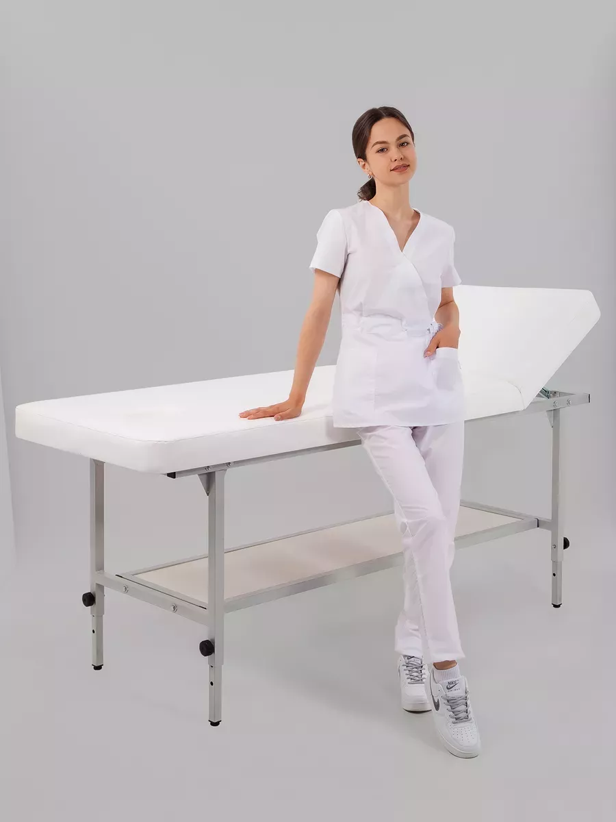 Стационарная кушетка косметологическая с регулировкой высоты