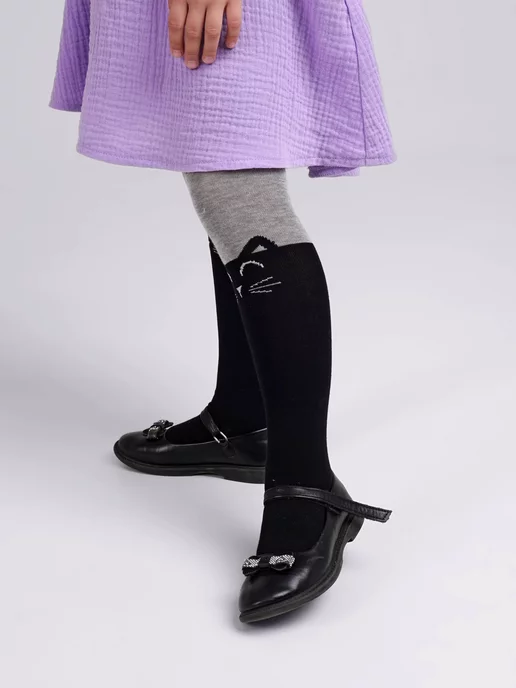 CLEVER WEAR Детские колготки для девочки с кошкой хлопковые, вариант, фото 4
