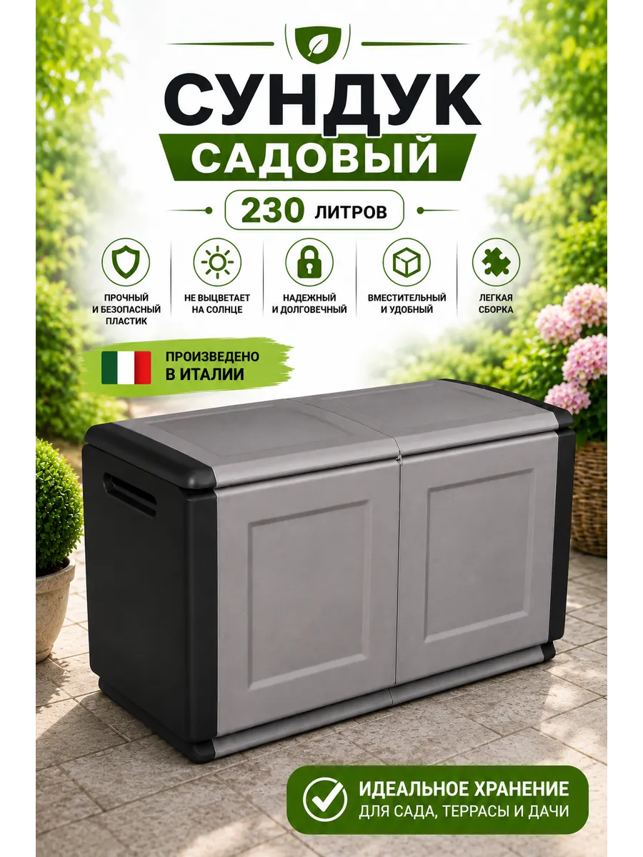 Сундук садовый пластиковый для хранения 230 л