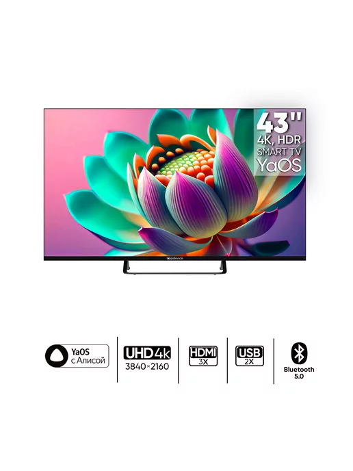 Topdevice Телевизор TV 43" 4K ULTRA HD, Smart TV YaOS