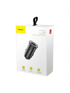 Автомобильное заряд устр Baseus Square Metal 1USB+1C 30W