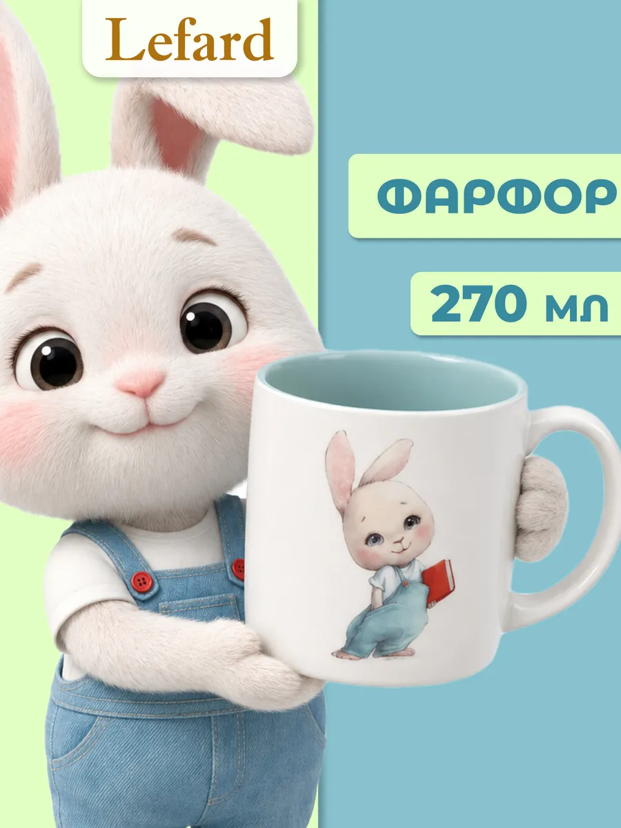 Кружка 270 мл для чая детская "Мой зайчик" фарфоровая
