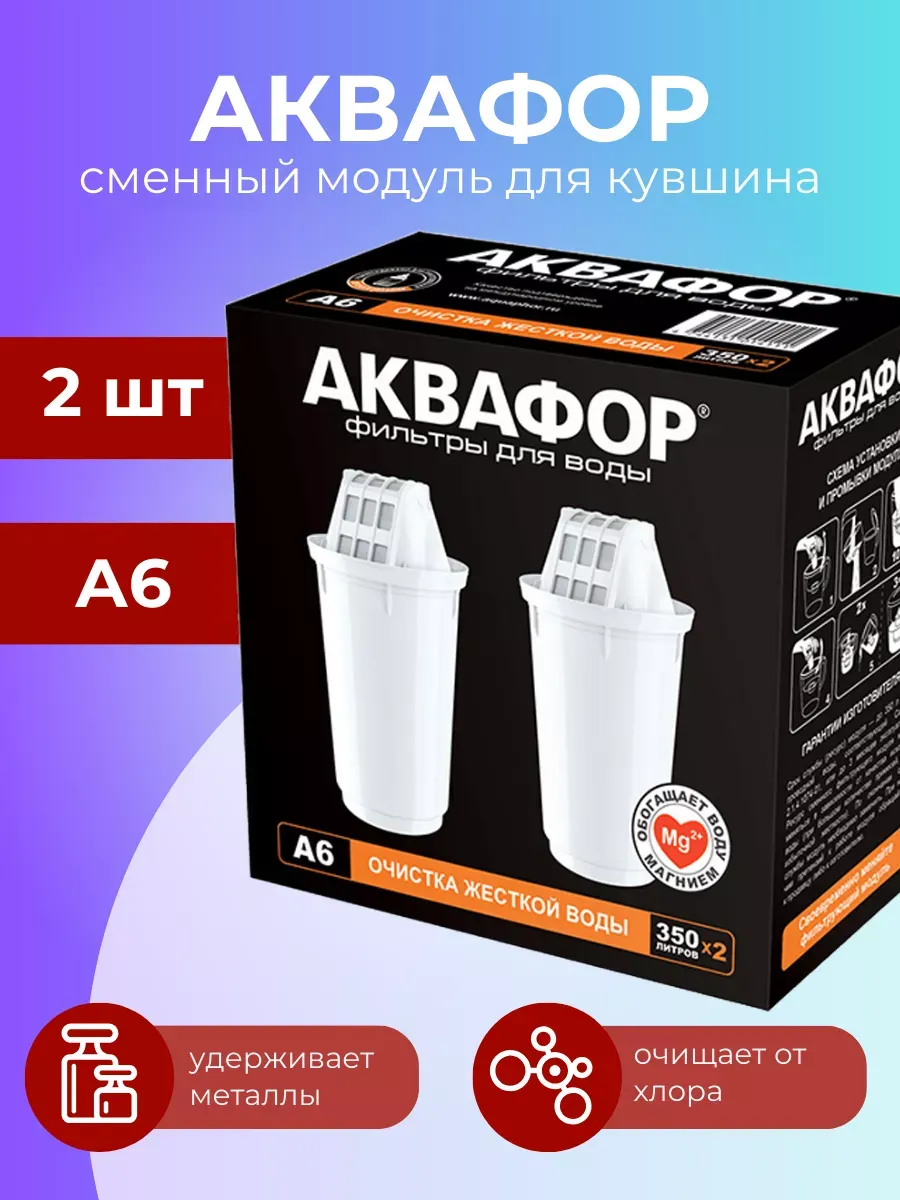 Сменные фильтры A6 для кувшина, 2 шт, 700 л