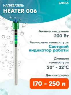 Нагреватель-терморегулятор HEATER 006 для аквариума 170-250л