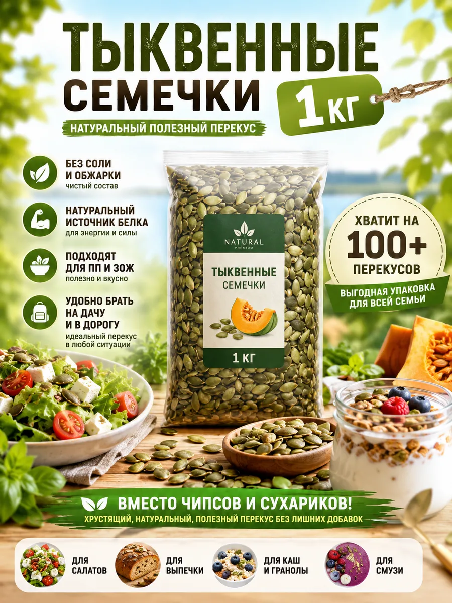 Тыквенные семечки очищенные 1 кг без соли