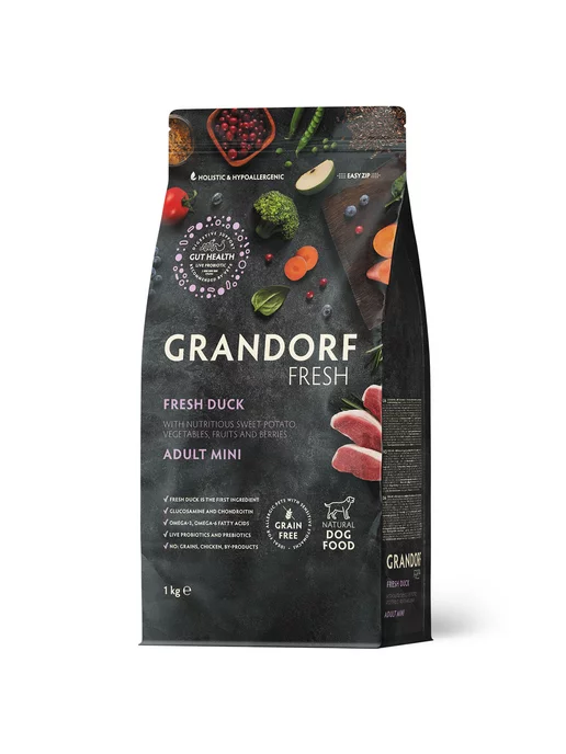 Сухой корм Grandorf' Gdf Батат для собак, мелкие, утка, 1 кг, фото 2