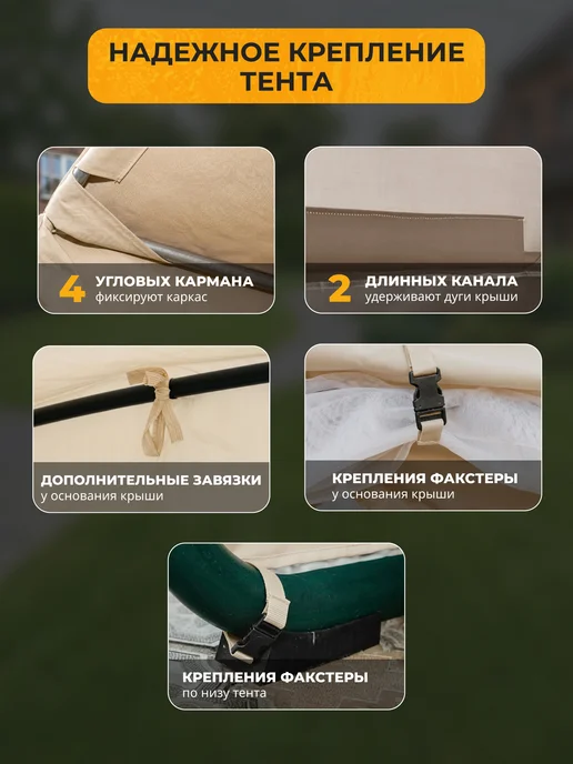 JEONIX Тент с сеткой для качелей (195х125х160см) бежевый, 195x125x160 см, фото 4
