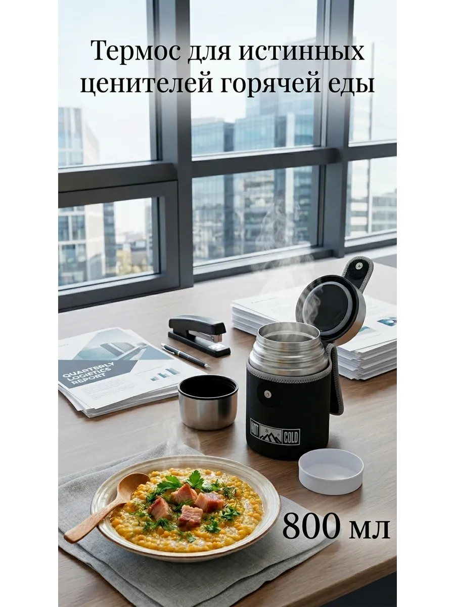 Термос для еды с чехлом