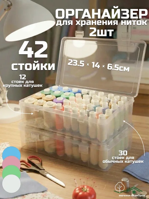 BOXplast Набор из 2х органайзеров для катушек с нитками, белый