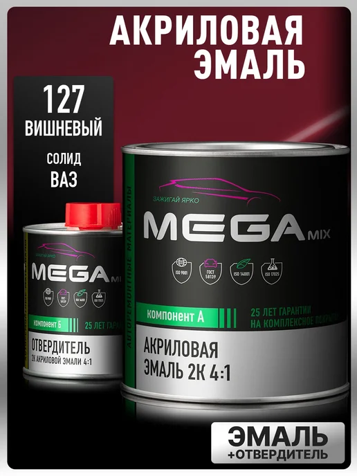 MEGAMIXnano Акриловая краска 2К Белый ГАЗ 202, Эмаль+отвердитель, вариант