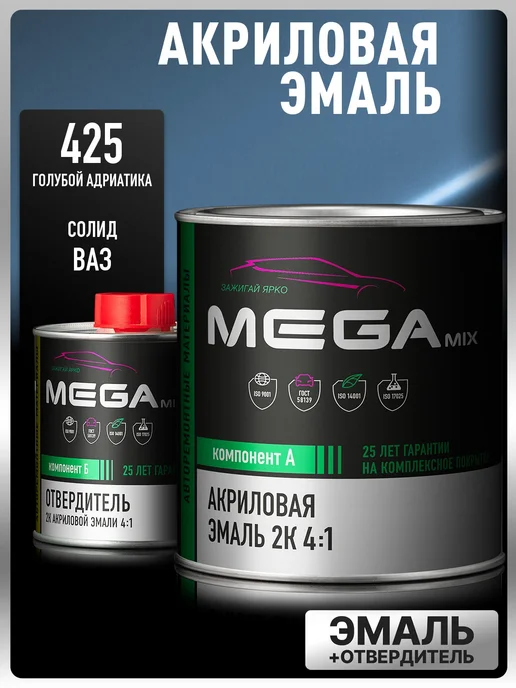MEGAMIXnano Акриловая краска 2К Адриатика 425, Эмаль+отвердитель, вариант
