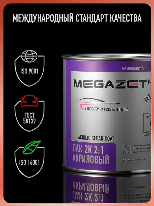 MEGAZET NANO Лак автомобильный 2К HS, Комплект Лак+Отвердитель, вариант, фото 3