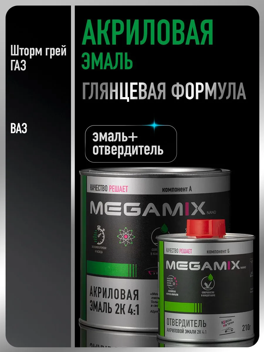 Акриловая краска 2К Шторм грей ГАЗ, Эмаль+отвердитель