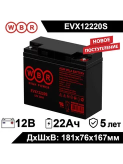 Аккумулятор тяговый EVX 12220S 12В 22Ач (12V 22Ah)