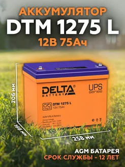 Аккумулятор DTM 1275 L 12В 75Ач (12V 75Ah) AGM