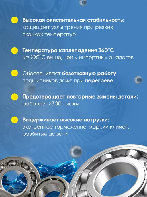 ТОМСМАЗ Смазка для подшипников синяя Grease Blue Li EP2, 2 кг, фото 3