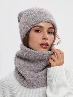 Шапка и снуд букле вязаная на осень Dika Knit Premium 240065924 купить за 1 565 ₽ в интернет-магазине Wildberries