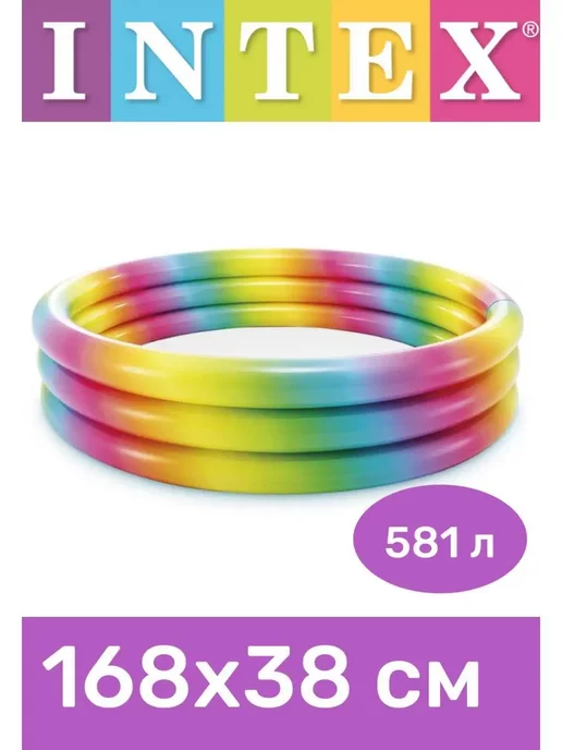 Intex Бассейн надувной детский 168х38 см,58449NP, 168x38 см
