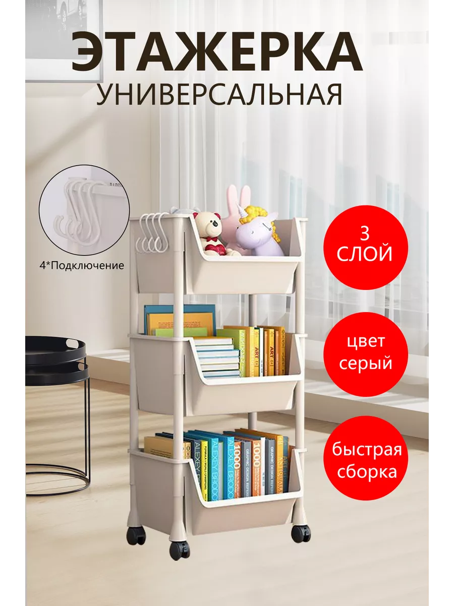 Система хранения Этажерка для детских 3 корзины