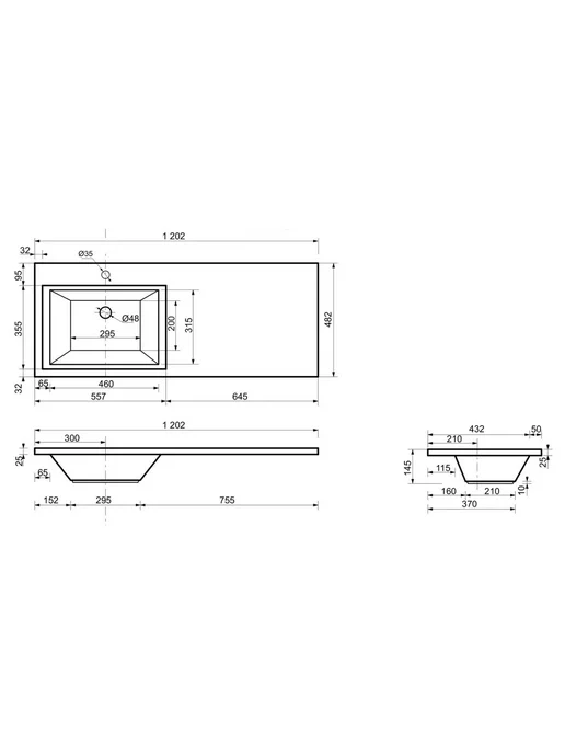 Aquanet Раковина Акванет Данте 120 L, 120 л, фото 2