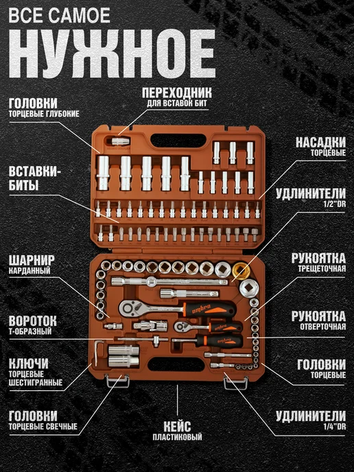 OMBRA Набор инструментов для автомобиля в чемодане 94 предмета, черный, фото 2