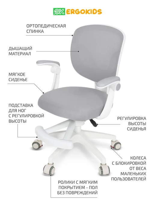 Ergokids Детское компьютерное стул кресло для школьника, вариант, фото 3