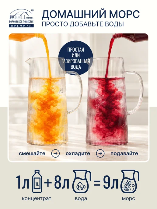 БОРКОВСКОЕ ПОМЕСТЬЕ Морс Лесные ягоды, концентрат 1л, натуральный, 1 л, фото 3