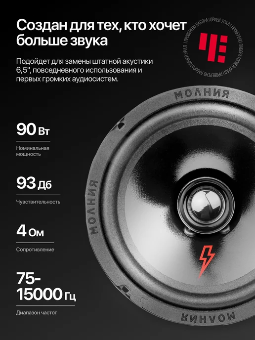 Урал Эстрадная акустика 16 см в машину АС-МЛ165, черный, фото 5