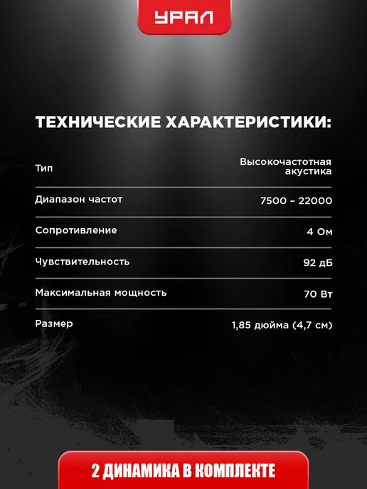 Урал Твитеры автомобильные Классик АС-К0114, вариант, фото 4