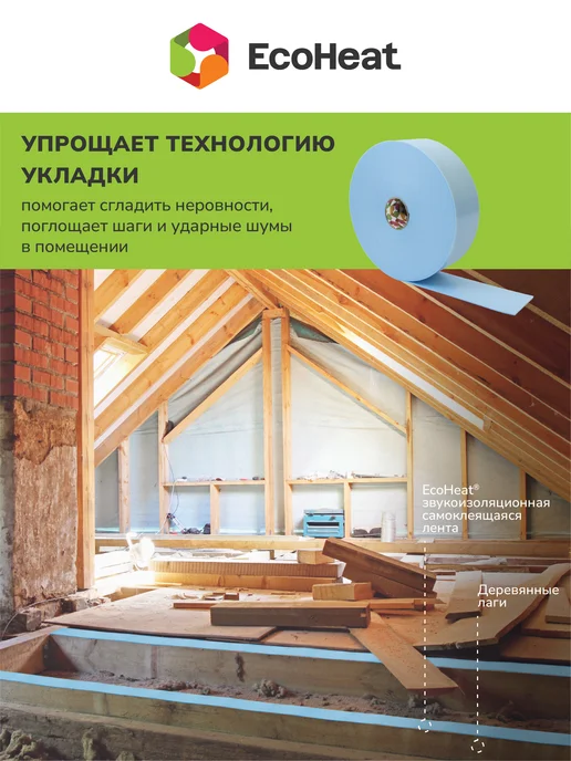 Ecoheat Звукоизоляционная самоклеящаяся лента 100 мм х 20 м, вариант, фото 6