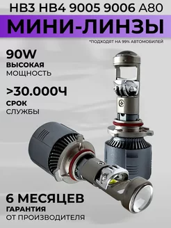 Светодиодные мини линзы А80 MAX HB3 HB4 LED salimova 240199154 купить за 2 093 ₽ в интернет-магазине Wildberries