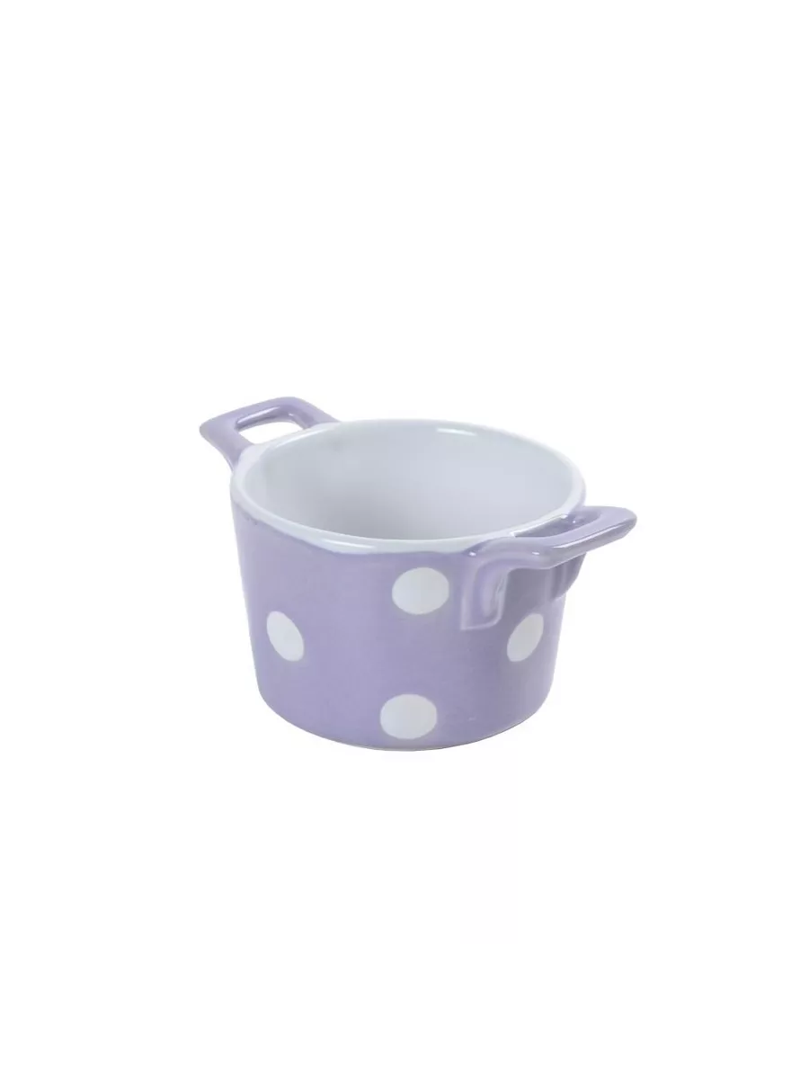 Керамический горшочек с ручками Lilac with dots, 8,5 см.