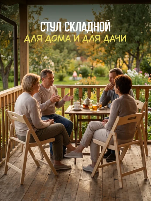 Roku Набор Стульев складных деревянных для кухни со спинкой 4 шт, 4 шт, фото 3