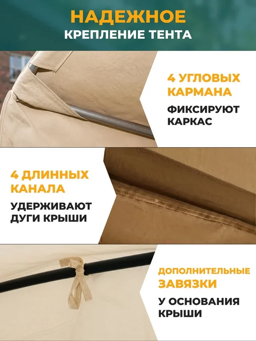 Fler Тент с сеткой для качелей 195х125х160 см бежевый, 125x160 см, бежевый, фото 3