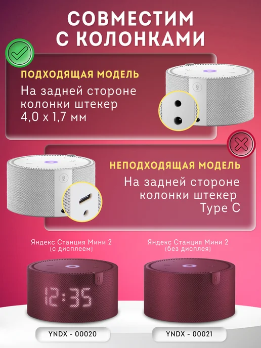 Элемент Зарядка для Яндекс Станция Алиса Мини 2.0 15V 18W 1.2A, 18 Вт, фото 5