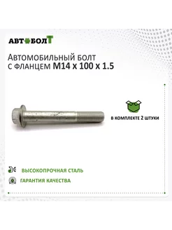 Болт с фланцем М14 x 100 x 1.5 - 10.9, 2 штуки Автоболт 240309696 купить за 627 ₽ в интернет-магазине Wildberries