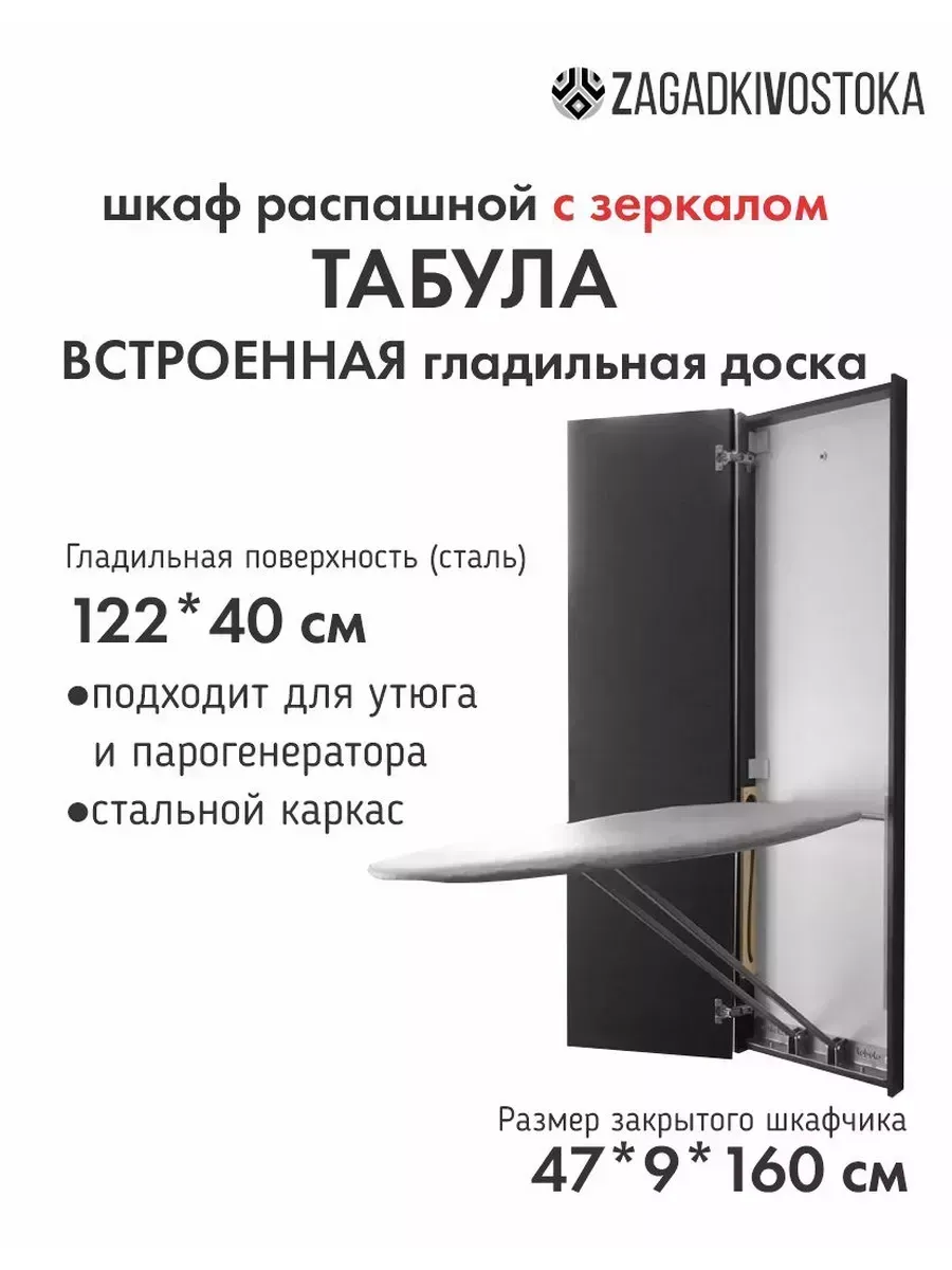 Встроенная гладильная доска с зеркалом Табула расп лево венг