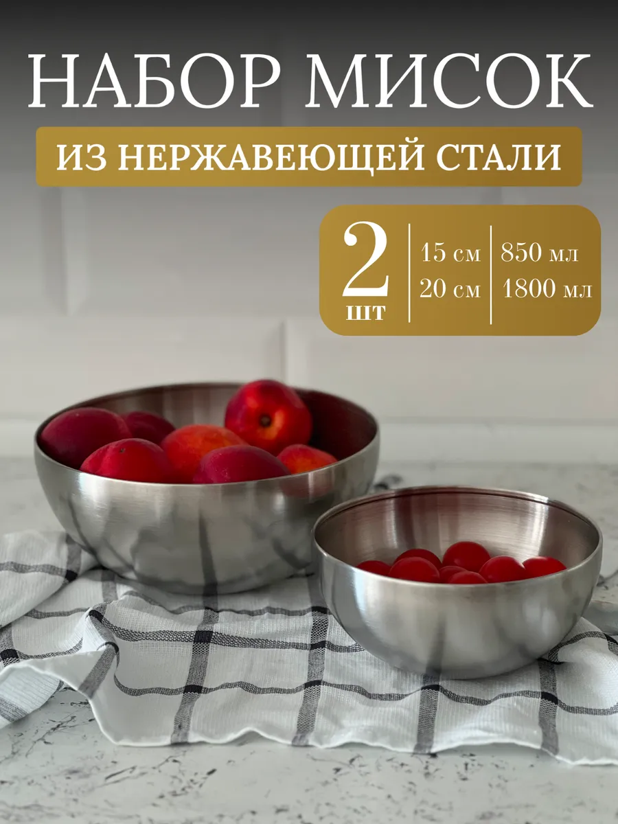 Набор мисок из нержавеющей...